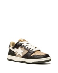 beige Leder niedrige Sneakers von A Bathing Ape