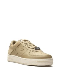 beige Leder niedrige Sneakers von A Bathing Ape