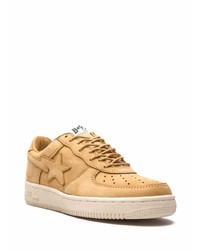 beige Leder niedrige Sneakers von A Bathing Ape