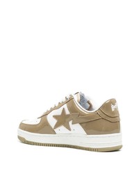 beige Leder niedrige Sneakers von A Bathing Ape