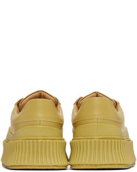 beige Leder niedrige Sneakers von Jil Sander