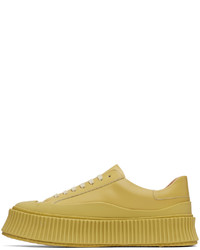 beige Leder niedrige Sneakers von Jil Sander