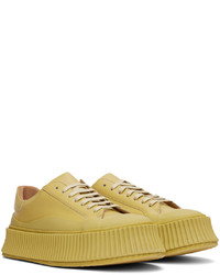 beige Leder niedrige Sneakers von Jil Sander