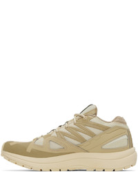 beige Leder niedrige Sneakers von Salomon