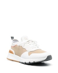 beige Leder niedrige Sneakers von Brunello Cucinelli