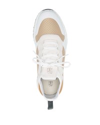 beige Leder niedrige Sneakers von Brunello Cucinelli