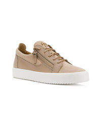 beige Leder niedrige Sneakers von Giuseppe Zanotti Design