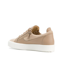 beige Leder niedrige Sneakers von Giuseppe Zanotti Design