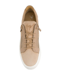 beige Leder niedrige Sneakers von Giuseppe Zanotti Design