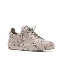 beige Leder niedrige Sneakers von Giuseppe Zanotti Design