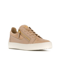 beige Leder niedrige Sneakers von Giuseppe Zanotti Design