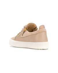 beige Leder niedrige Sneakers von Giuseppe Zanotti Design