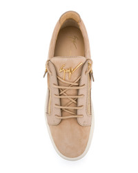 beige Leder niedrige Sneakers von Giuseppe Zanotti Design