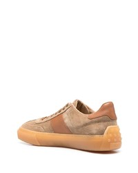 beige Leder niedrige Sneakers von Tod's