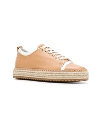 beige Leder niedrige Sneakers von Lanvin