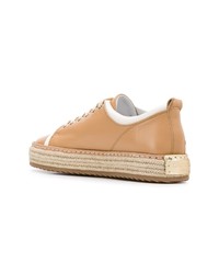 beige Leder niedrige Sneakers von Lanvin