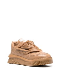 beige Leder niedrige Sneakers von Versace