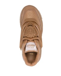 beige Leder niedrige Sneakers von Versace