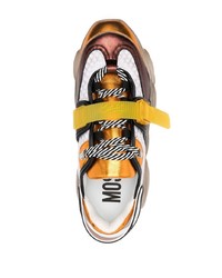 beige Leder niedrige Sneakers von Moschino