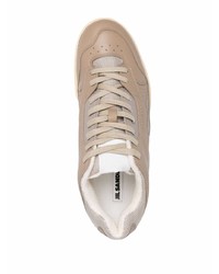 beige Leder niedrige Sneakers von Jil Sander