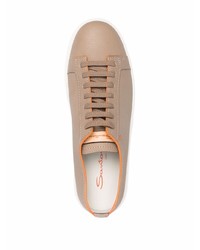 beige Leder niedrige Sneakers von Santoni