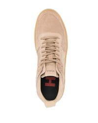 beige Leder niedrige Sneakers von Hugo