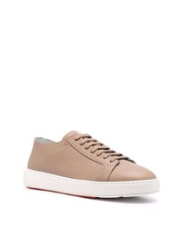 beige Leder niedrige Sneakers von Santoni