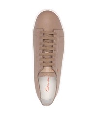 beige Leder niedrige Sneakers von Santoni