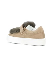 beige Leder niedrige Sneakers von Moncler