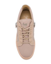 beige Leder niedrige Sneakers von Giuseppe Zanotti Design