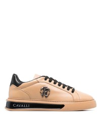 beige Leder niedrige Sneakers von Roberto Cavalli