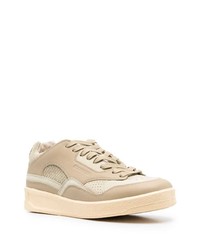 beige Leder niedrige Sneakers von Jil Sander