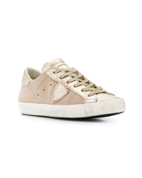 beige Leder niedrige Sneakers von Philippe Model