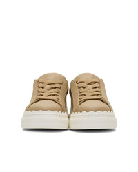 beige Leder niedrige Sneakers von Chloé