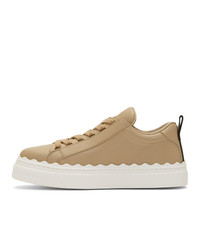 beige Leder niedrige Sneakers von Chloé