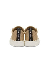 beige Leder niedrige Sneakers von Chloé