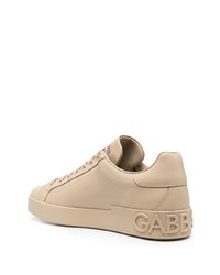 beige Leder niedrige Sneakers von Dolce & Gabbana