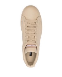 beige Leder niedrige Sneakers von Dolce & Gabbana