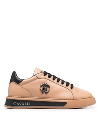 beige Leder niedrige Sneakers von Roberto Cavalli