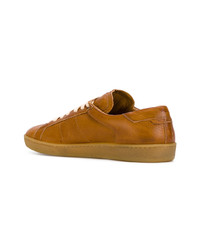 beige Leder niedrige Sneakers von Saint Laurent