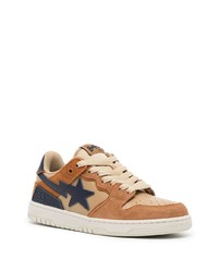 beige Leder niedrige Sneakers von A Bathing Ape