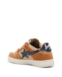 beige Leder niedrige Sneakers von A Bathing Ape