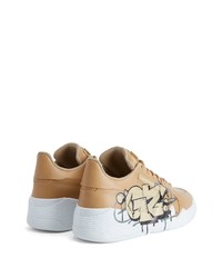 beige Leder niedrige Sneakers von Giuseppe Zanotti