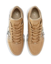 beige Leder niedrige Sneakers von Giuseppe Zanotti