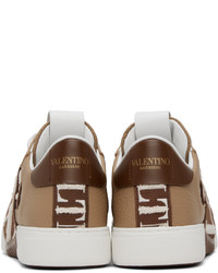 beige Leder niedrige Sneakers von Valentino Garavani
