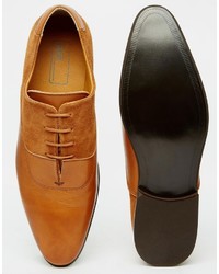 beige Leder Oxford Schuhe von Asos