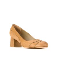 beige Leder Pumps mit Ausschnitten von Sarah Chofakian