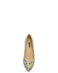 beige Leder Pumps mit Blumenmuster von DOGO