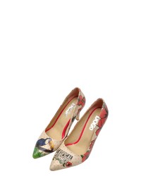 beige Leder Pumps mit Blumenmuster von DOGO