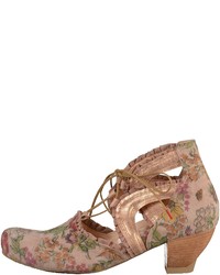 beige Leder Pumps mit Blumenmuster von Think!